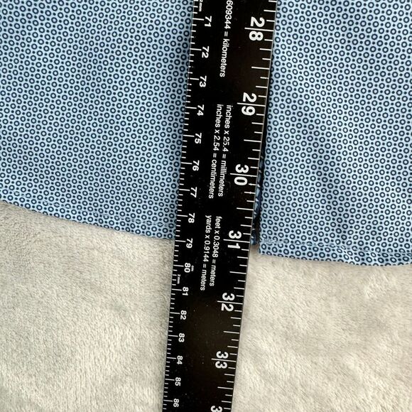 WRK Shirt Mens 15.5 Blue Geometric Button Up Flip Cuff 4-Way Stretch Party Club - Picture 12 of 12